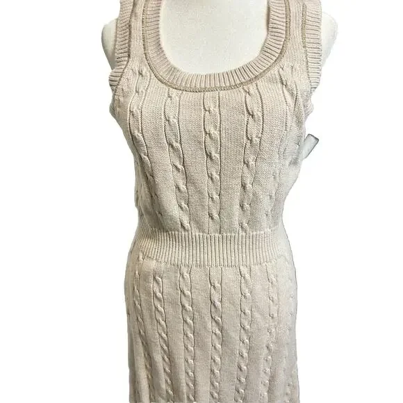 Athleta Womans Medium Cable Knit Sweater Dress Classic Retro Casual Academia - Picture 5 of 10